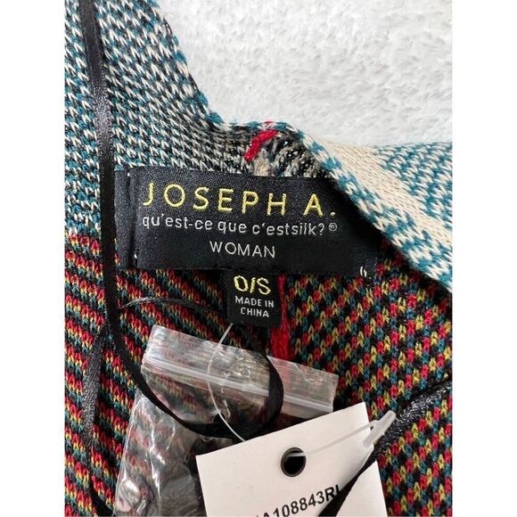 Joseph A Woman cardigan One size (M/L) duster wrap jacket blue red Aztec print - Picture 11 of 11